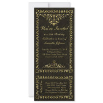 Custom Black and Gold Vintage Ticket Invitations
