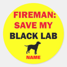 Custom Black Lab Fire Safety Round Sticker