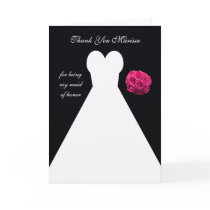 Custom Black Maid of Honour Thank You Card