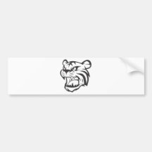 Custom Black Roaring Tiger Sports Logo Bumper Sticker