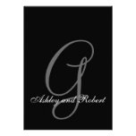 Custom Black Wedding Invitation Monogram Names