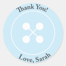 Custom |  Blue Button Baby Shower Favour Sticker