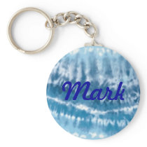 Custom Blue Tie Dye Key Chain