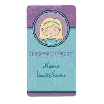 Custom Bookplates (aqua and purple) Custom Shipping Label