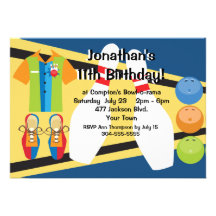 Custom Bowling Party Invites
