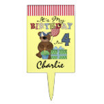 Custom Boy Teddy Bear4th Birthday Cake Topper