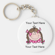 Custom Brown Hair Girl Keychain