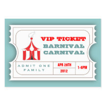 CUSTOM Carnival Admission Ticket Business Card