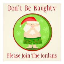 Custom Christmas Naughty Santa Party Invitation