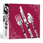 custom color fancy eating utensils recipe binder binders