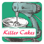 Custom color retro stand mixer baking bakery label stickers