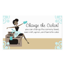 Custom colour African American woman cooking bakin Business Card Template