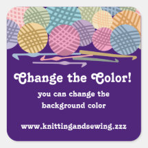 Custom colour balls of yarn crochet hooks labels square stickers