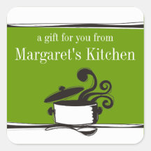 Custom colour cooking pot curling steam gift tag square stickers