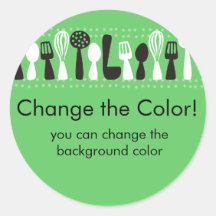 custom colour cooking utensils gift tag sticker