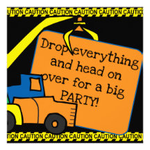 Custom Construction Crane Birthday Invite