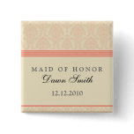 :custom: Coral/Cream Damask Bridal Badge