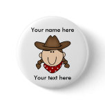 CUSTOM COWGIRL BROWN Button
