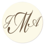 Custom cream and brown envelope seal round stickers