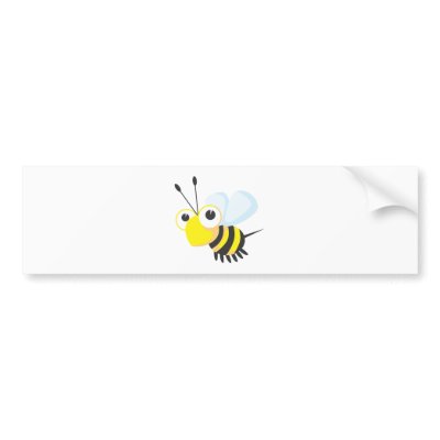 Custom Cute Happy Bee Cartoon Shirt Bumper Stickers by graphicdesigner