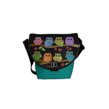 Custom Cute Owls on brenches Mini Messenger bag