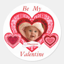 Custom Damask  Heart Photo Stickers