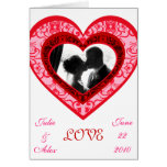 Custom Damask Heart Wedding Thank You Card