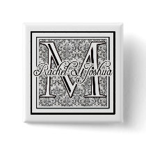 Custom damask wedding logo pins