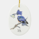 Custom Date or Text Christmas Kingfisher  Bird Christmas Ornaments