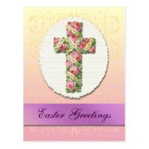 Custom Easter Floral Cross Postcard postcards