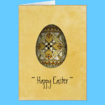 Custom Easter Gold Russian Painted Egg Card cards