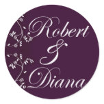 Custom envelope seals in plum with Asian accent stickers