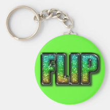 Custom Flip Glitter Green Key Chain