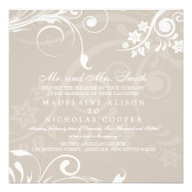 Custom floral modern wedding invites
