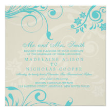 Custom floral modern wedding invites
