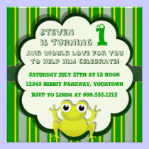 Custom Froggy Baby Birthday Party Invitations invitations