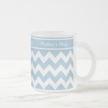 Custom Frosted Glass Mug, Blue and White Chevrons