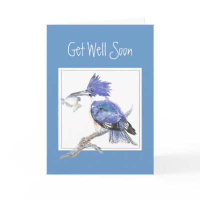 Custom, Get Well Soon,Masculine,Fishing,Kingfisher Greeting Card by countrymousestudio