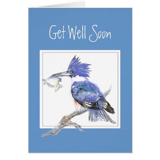 Custom, Get Well Soon,Masculine,Fishing,Kingfisher Greeting Card