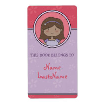 Custom Girl Bookplates (pink and purple) Personalized Shipping Labels