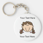 Custom Girl Brown Braids Keychain