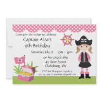 Custom Girl Pirate Birthday Party Custom Invites