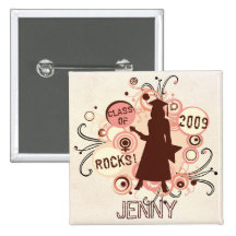 Custom Girl's Hip  Graduation Pinback Buttons