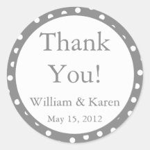 Custom Gray Thank You Stickers and Favor Labels