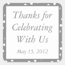 Custom Gray Thank You Stickers and Favor Labels