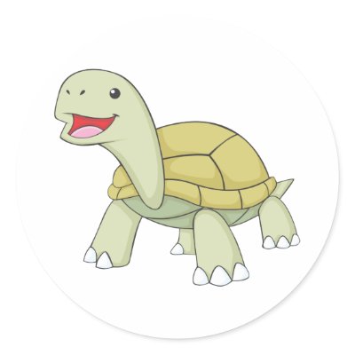 Custom Green Tortoise Turtle Smiling Round Sticker by graphicdesigner