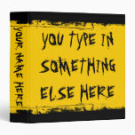 Custom Grunge School Bus Yellow Vinyl Binder