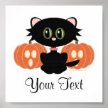 Custom Halloween Black Cat Poster posters
