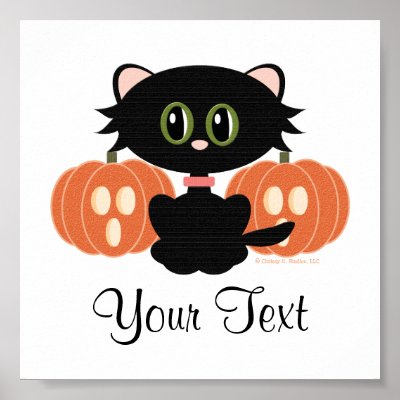 Custom Halloween Black Cat Poster by HolidayTeesGifts