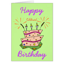 Custom Happy Birthday Fireworks Candle Cake Card